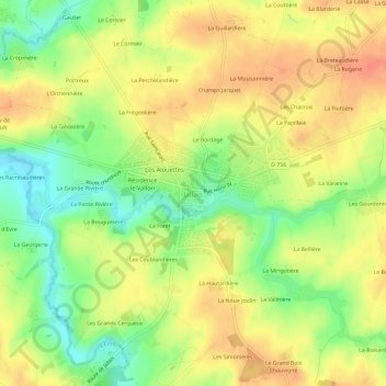 Carte topographique Jallais, altitude, relief
