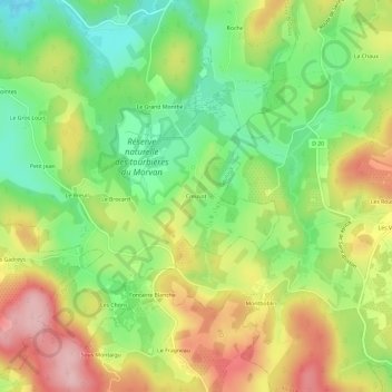 Carte topographique Creusot, altitude, relief