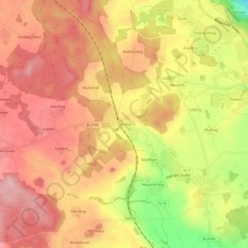Carte topographique Lanzing, altitude, relief