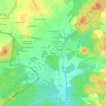 Carte topographique L'Aunaie, altitude, relief