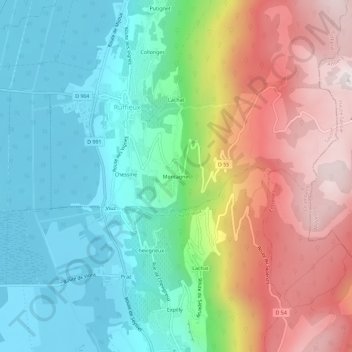 Carte topographique Montagnet, altitude, relief