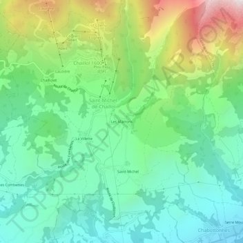 Carte topographique Les Marrons, altitude, relief
