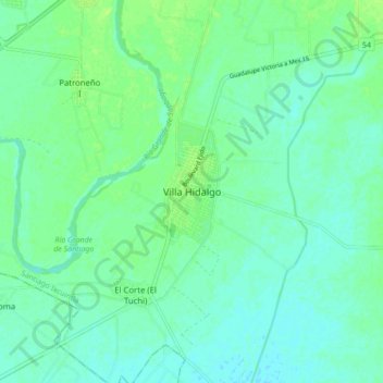 Carte topographique Villa Hidalgo, altitude, relief