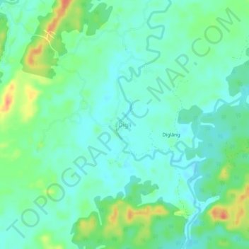 Carte topographique Digli, altitude, relief