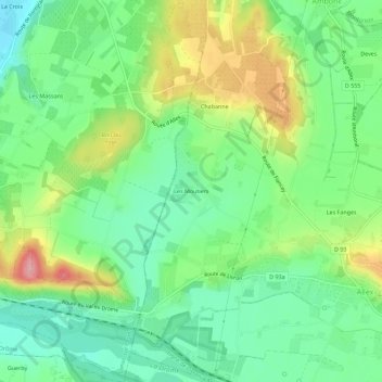 Carte topographique Les Moutiers, altitude, relief