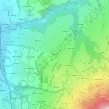 Carte topographique Mentaz, altitude, relief