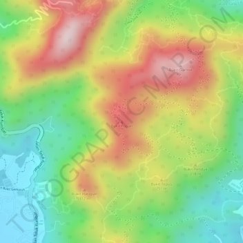 Carte topographique Bukit Papan, altitude, relief