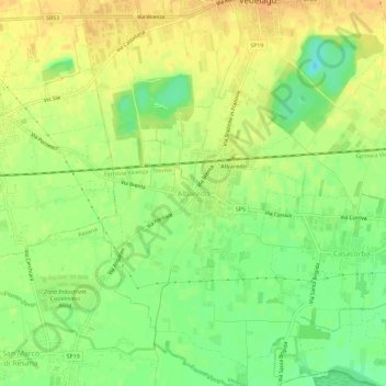 Carte topographique Albaredo, altitude, relief