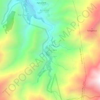 Carte topographique Tizi Oussem, altitude, relief