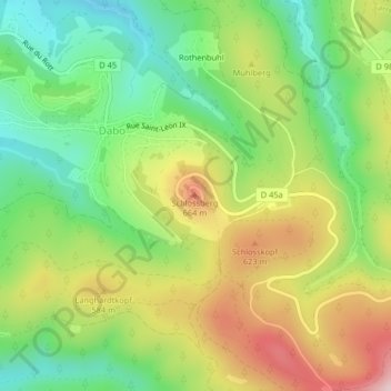 Carte topographique Rocher de Dabo, altitude, relief