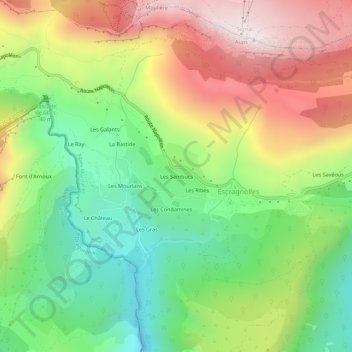 Carte topographique Les Sambucs, altitude, relief