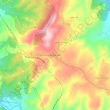 Carte topographique Bab Khroufa, altitude, relief
