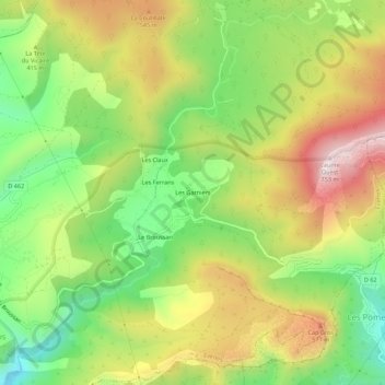 Carte topographique Les Garniers, altitude, relief