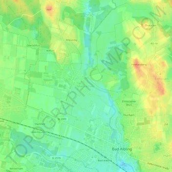 Carte topographique Mietraching, altitude, relief