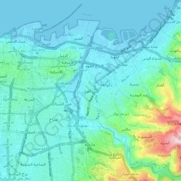 Carte topographique Sinn El Fil, altitude, relief