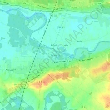 Carte topographique La Tuilerie, altitude, relief