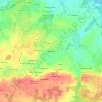 Carte topographique La Finedais, altitude, relief