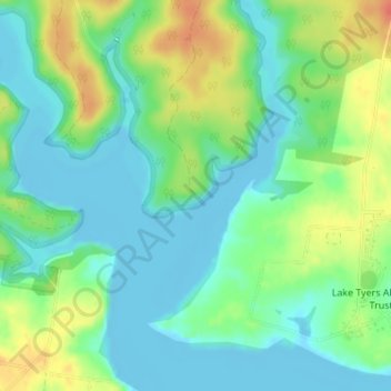 Carte topographique Lonely Bay Day Visitors Area, altitude, relief