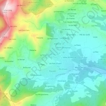 Carte topographique Quartier-Neuf, altitude, relief