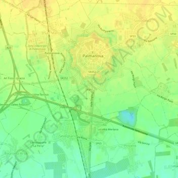 Carte topographique Taglio, altitude, relief