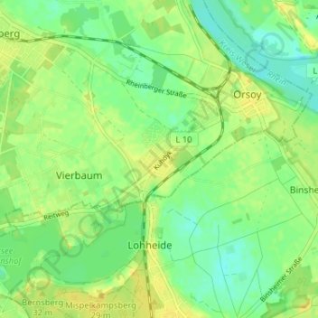 Carte topographique Orsoyerberg, altitude, relief
