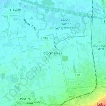 Carte topographique Stockhausen, altitude, relief