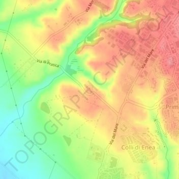Carte topographique Pratica di Mare, altitude, relief