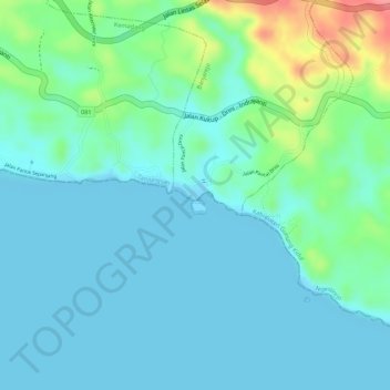 Carte topographique Pantai Drini, altitude, relief