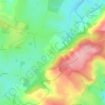 Carte topographique Bouloc, altitude, relief