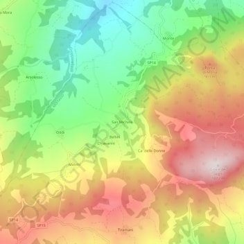 Carte topographique San Michele, altitude, relief