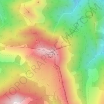 Carte topographique Mont Barral, altitude, relief