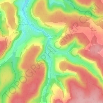 Carte topographique Santenoge, altitude, relief