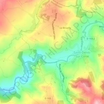Carte topographique Chez Blanchard, altitude, relief