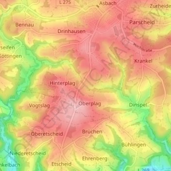 Carte topographique Straßen, altitude, relief