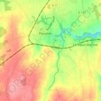 Carte topographique Rubezen, altitude, relief