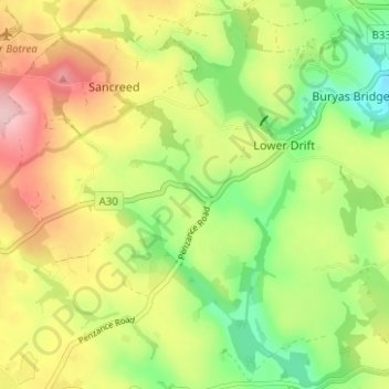 Carte topographique Catchall, altitude, relief