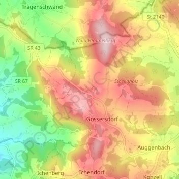 Carte topographique Hintergrub, altitude, relief