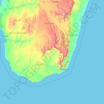 Carte topographique Anosy, altitude, relief