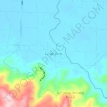 Carte topographique Sungai Rakit, altitude, relief