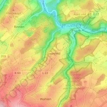 Carte topographique Steinfeld, altitude, relief