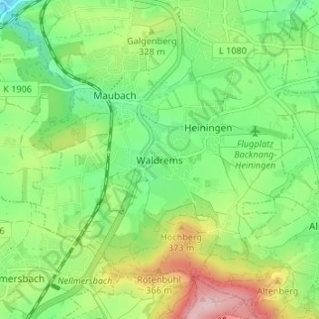 Carte topographique Waldrems, altitude, relief