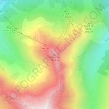 Carte topographique La Norma, altitude, relief