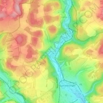 Carte topographique Bronnen, altitude, relief