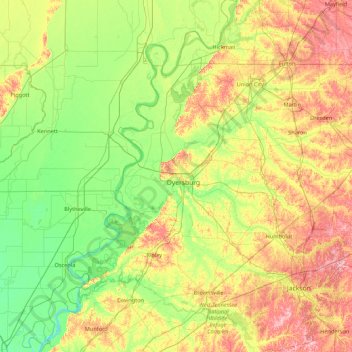 Carte topographique Dyer, altitude, relief