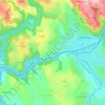 Carte topographique Frons, altitude, relief