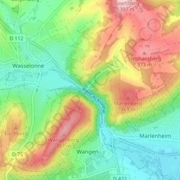 Carte topographique Kronthal, altitude, relief