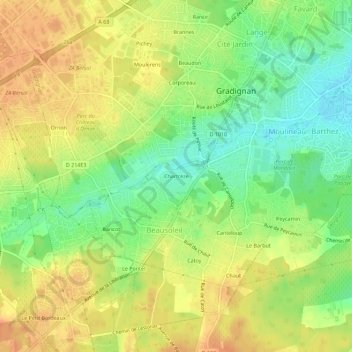 Carte topographique Chartrèze, altitude, relief