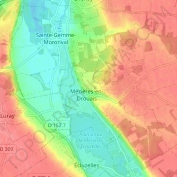Carte topographique Les Antes, altitude, relief