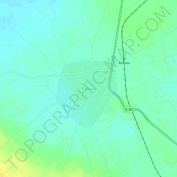 Carte topographique Palana, altitude, relief
