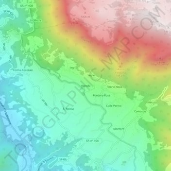 Carte topographique Vignola, altitude, relief